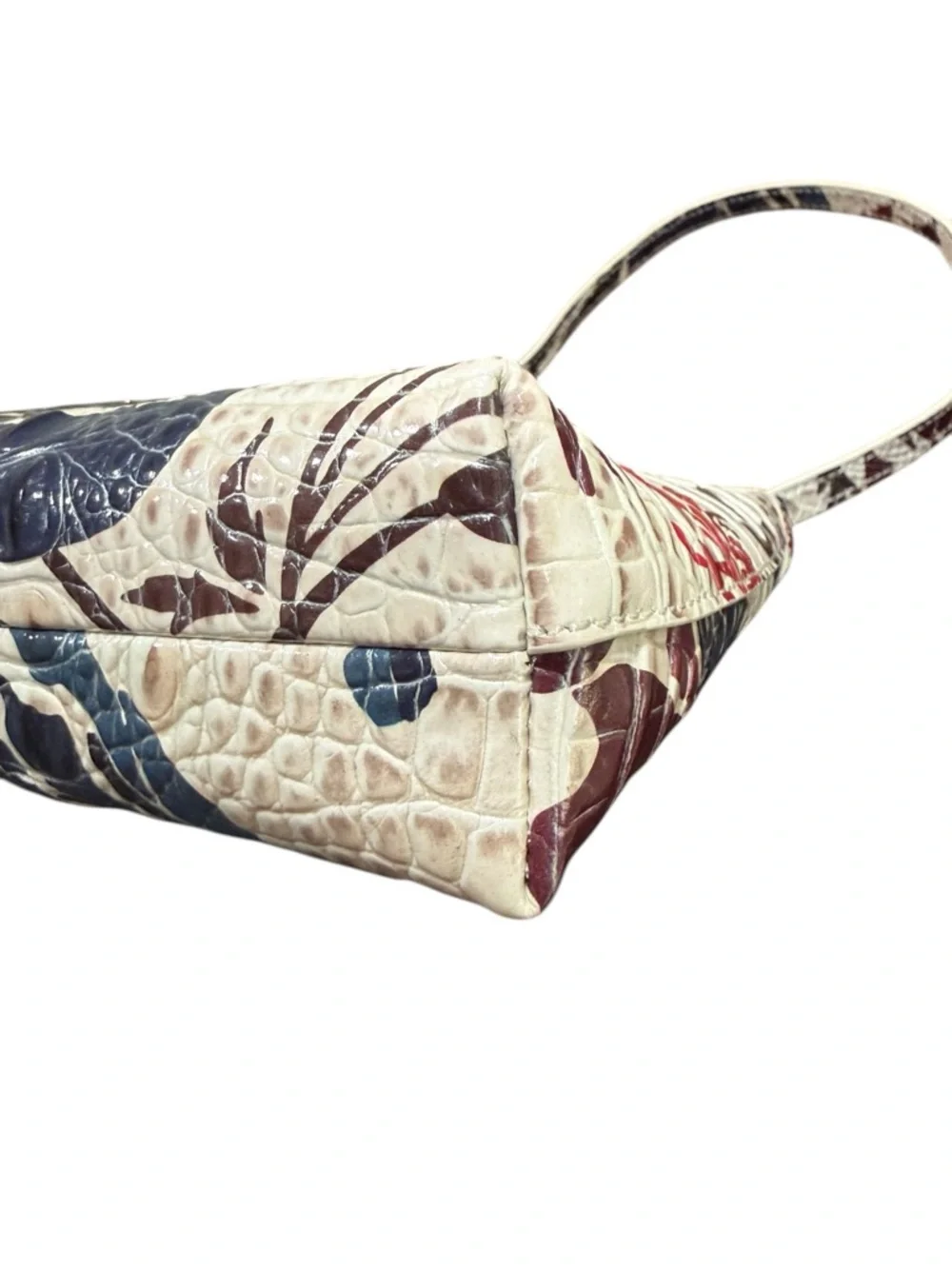 Brahmin Floral Melbourne Embossed Leather Mini Shoulder Bag Ivory Multicolor - Picture 4 of 9